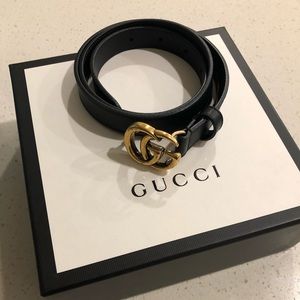 Gucci skinny black belt
